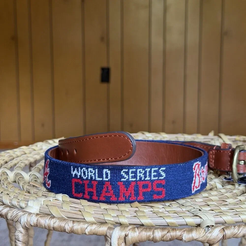 NWT Atlanta Braves 2021 World Series Needlepoint Belt by Smathers & Branson 32
